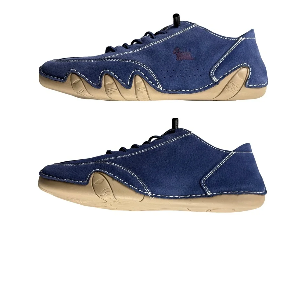 AUS Ram Blue Suede Driving Loafers Contrast Stitching Flats Size 38 Motorcycle